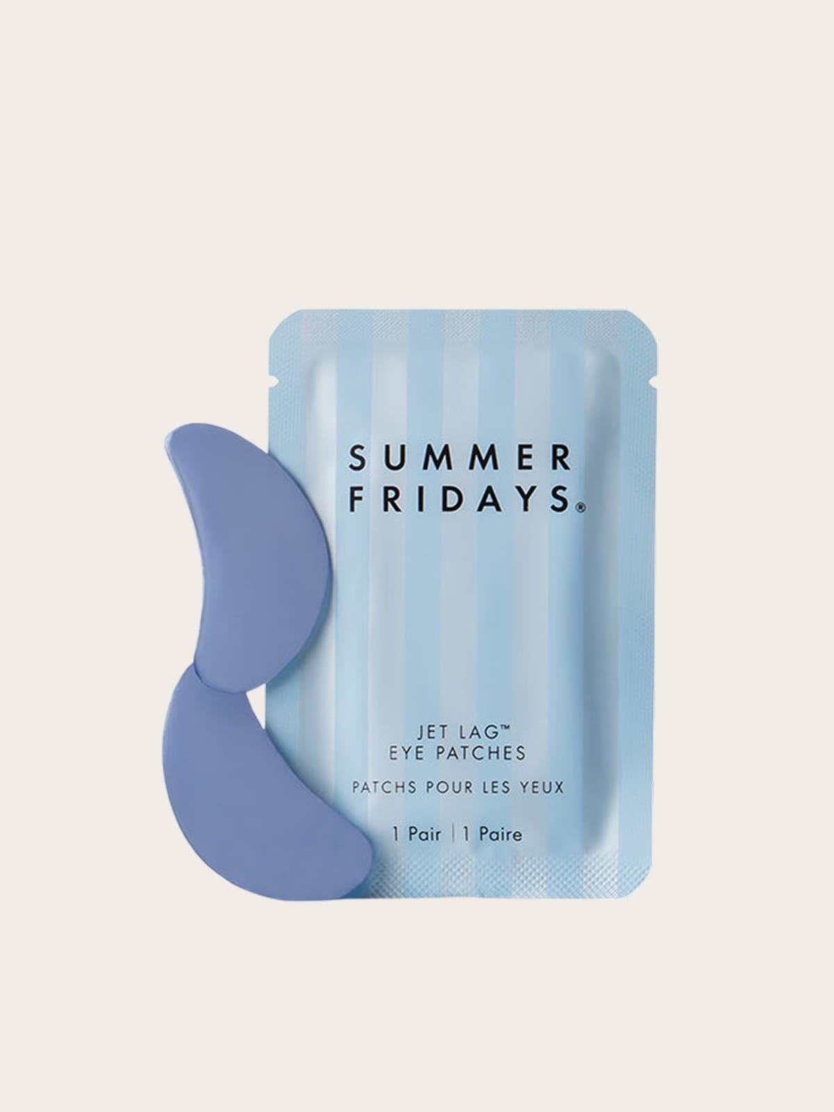 Blue Summer Fridays Jet Lag eye patches in sealed packaging