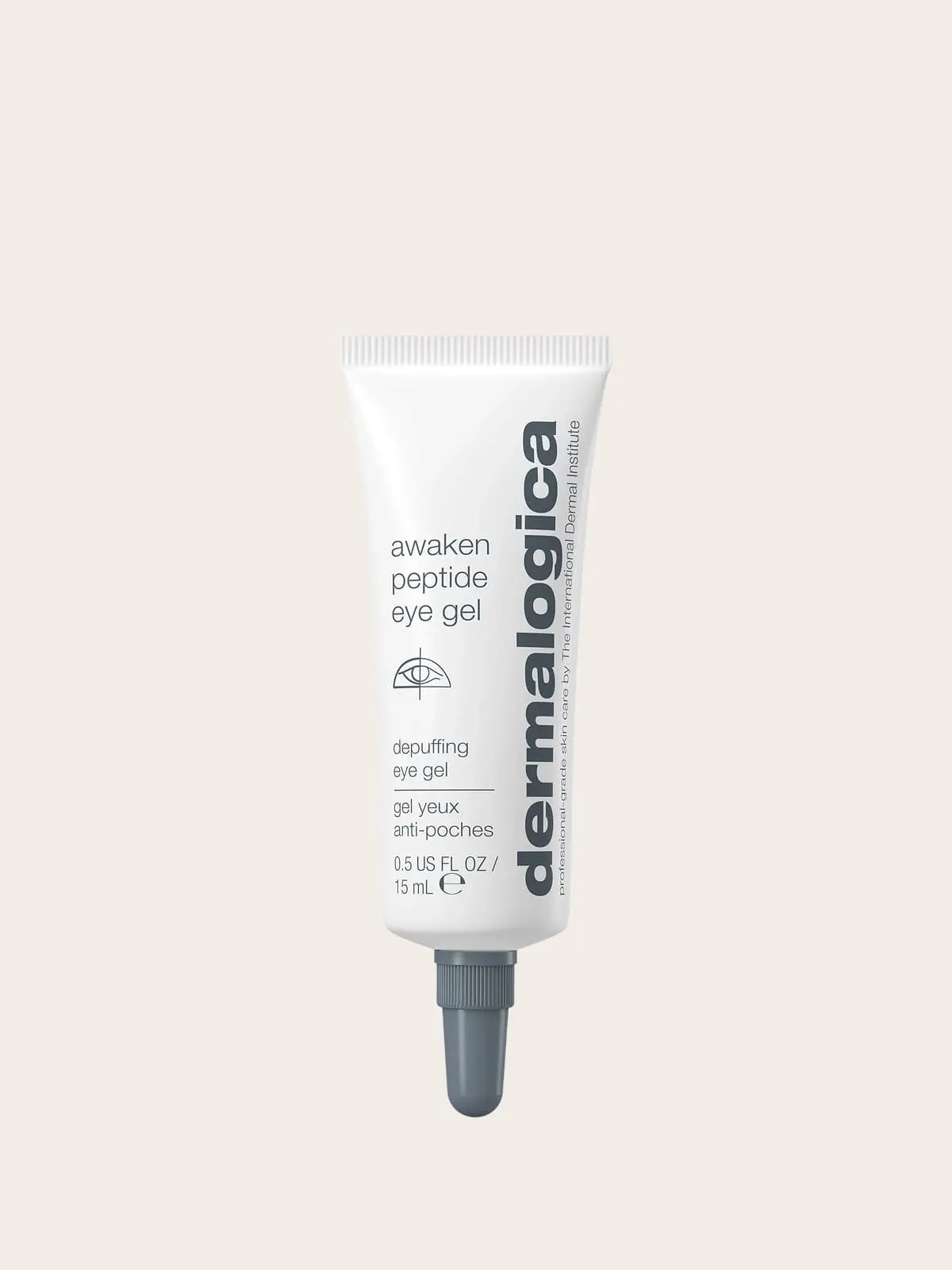 Dermalogica Awaken Peptide Eye Gel in white and grey tube