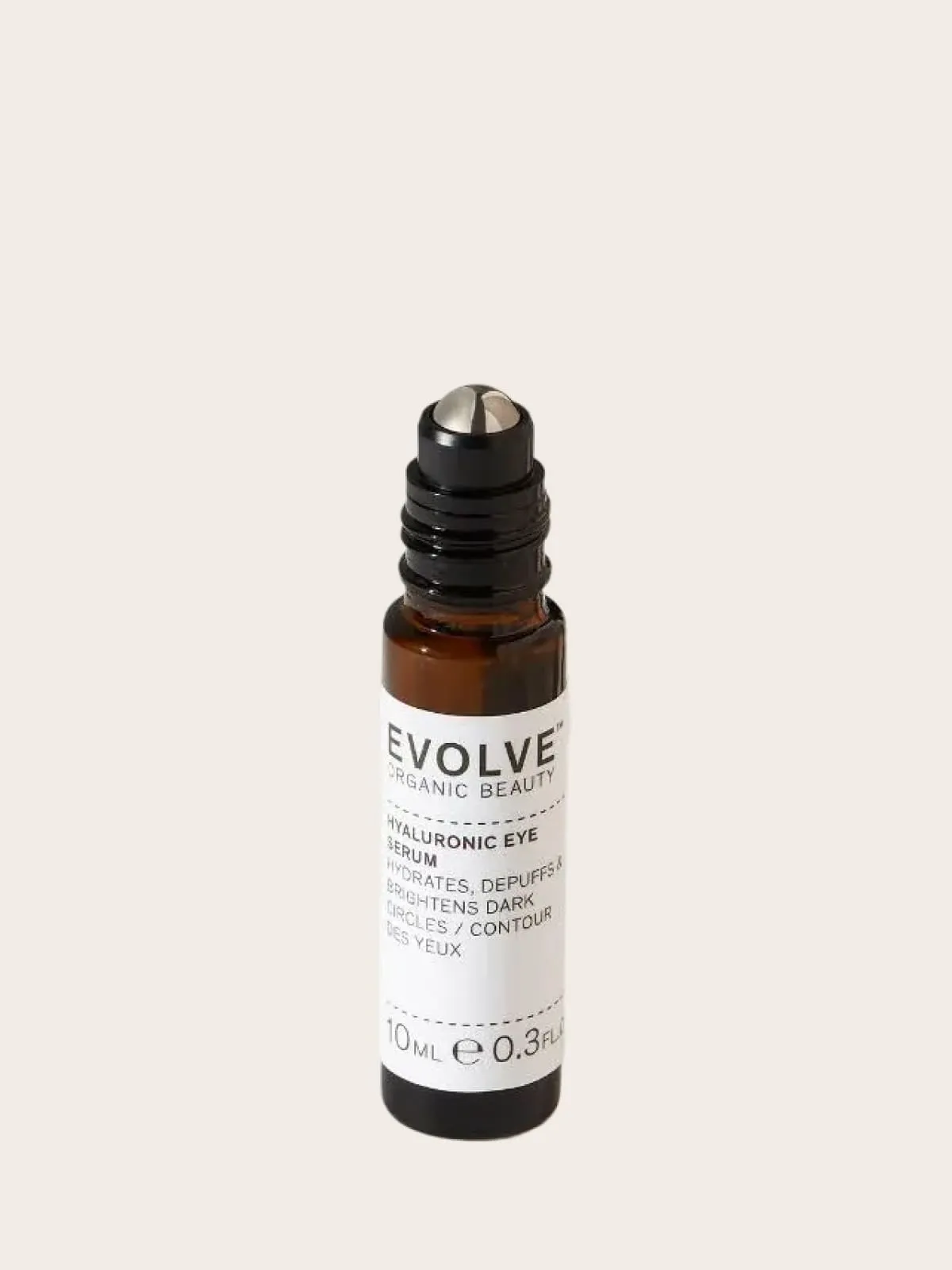 Evolve Organic Beauty Hyaluronic Eye Serum 10ml bottle with roller applicator
