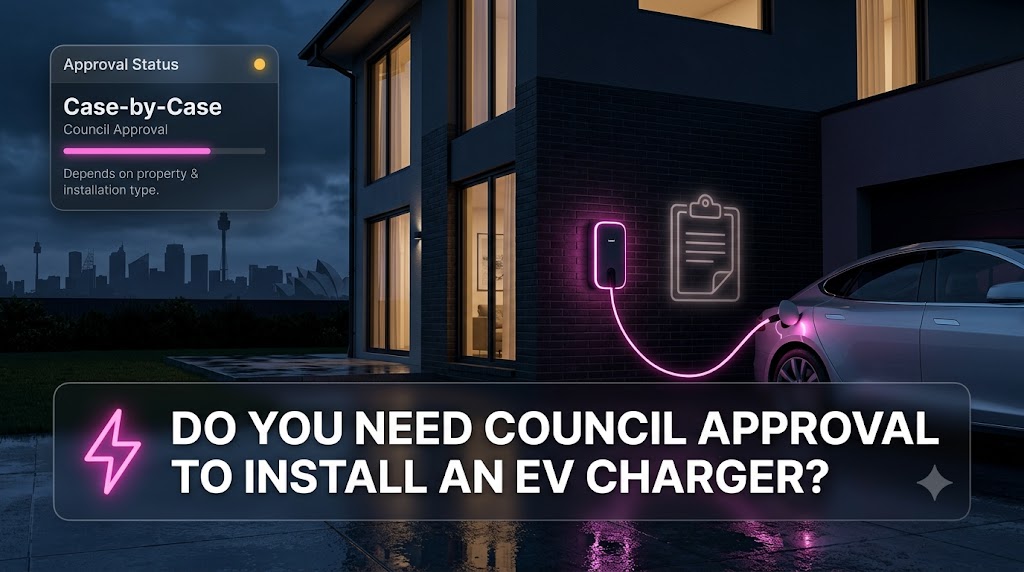 Sydney homeowner checking council approval requirements before EV charger installation in NSW