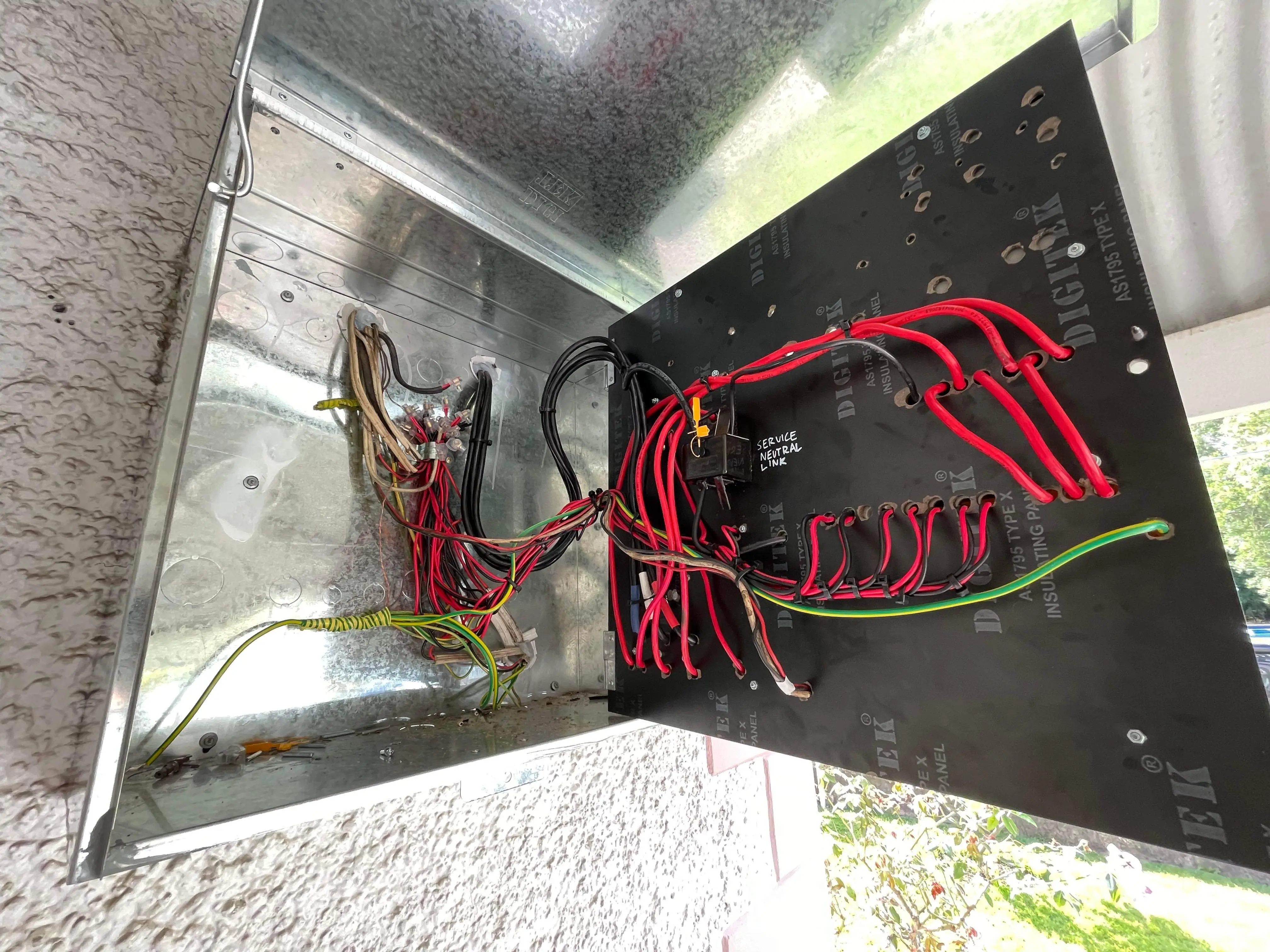 Licensed electrician inspecting a modern residential switchboard in Sydney, showing circuit breakers and safety switches installed in a neat electrical panel.