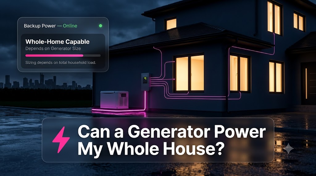 Standby generator installed at a Sydney home by a Level 2 electrician providing whole-house backup power