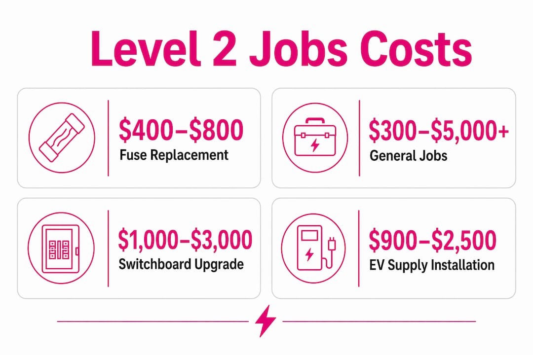 Infographic showing cost ranges of common Level 2 jobs