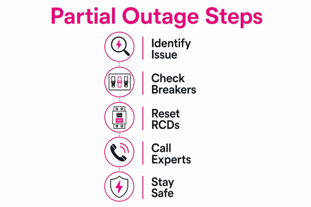 Infographic showing steps for handling partial power outage