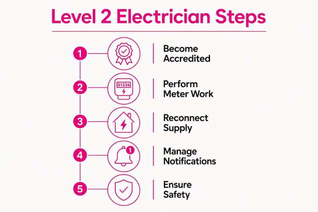 Infographic showing Level 2 electrician process steps