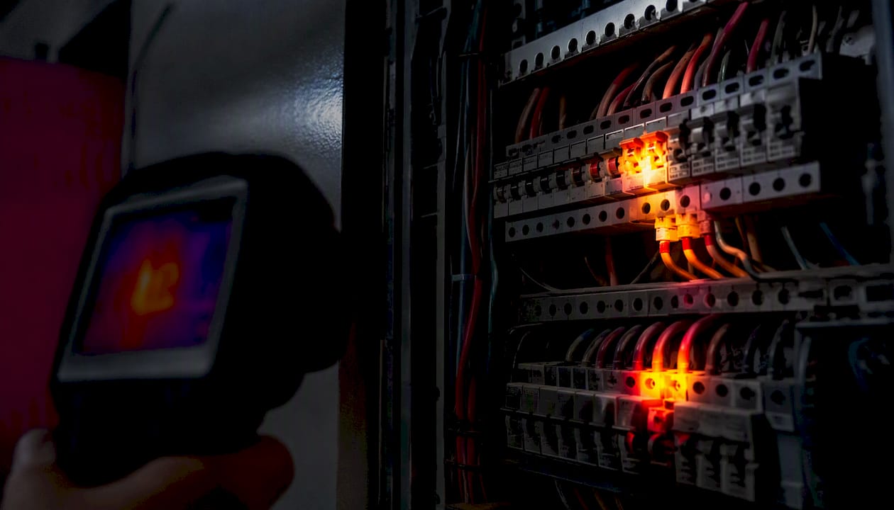 Thermal imaging hotspot on switchboard