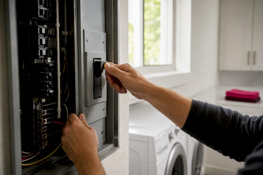 Hands flicking manual transfer switch