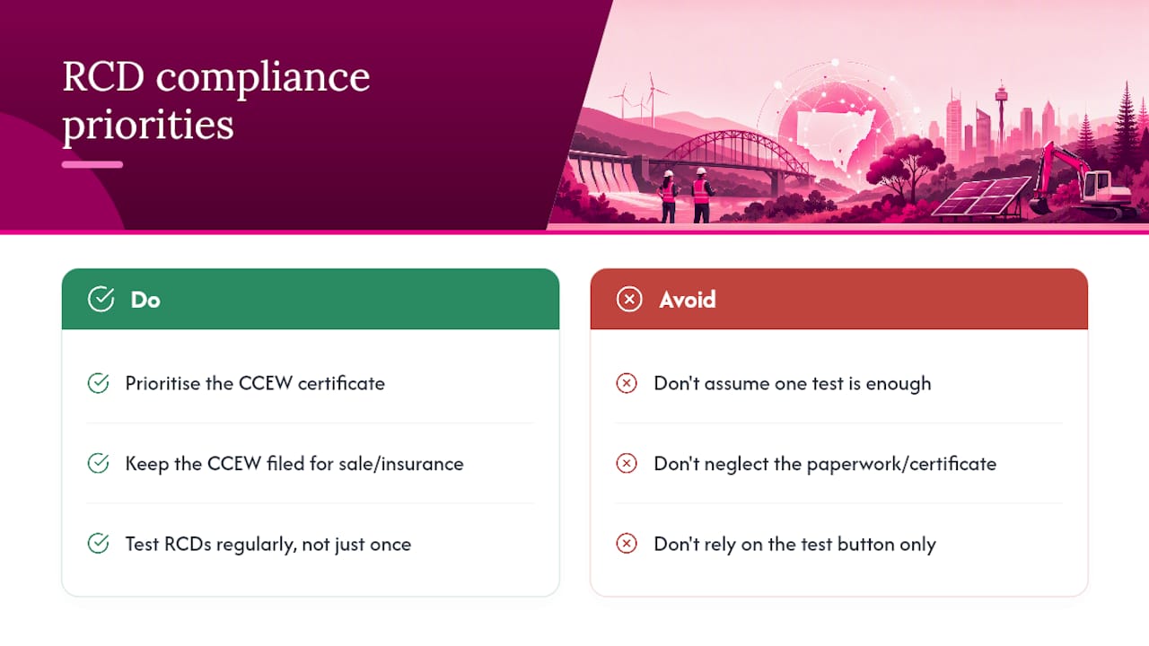 What actually matters in NSW RCD compliance — overview diagram