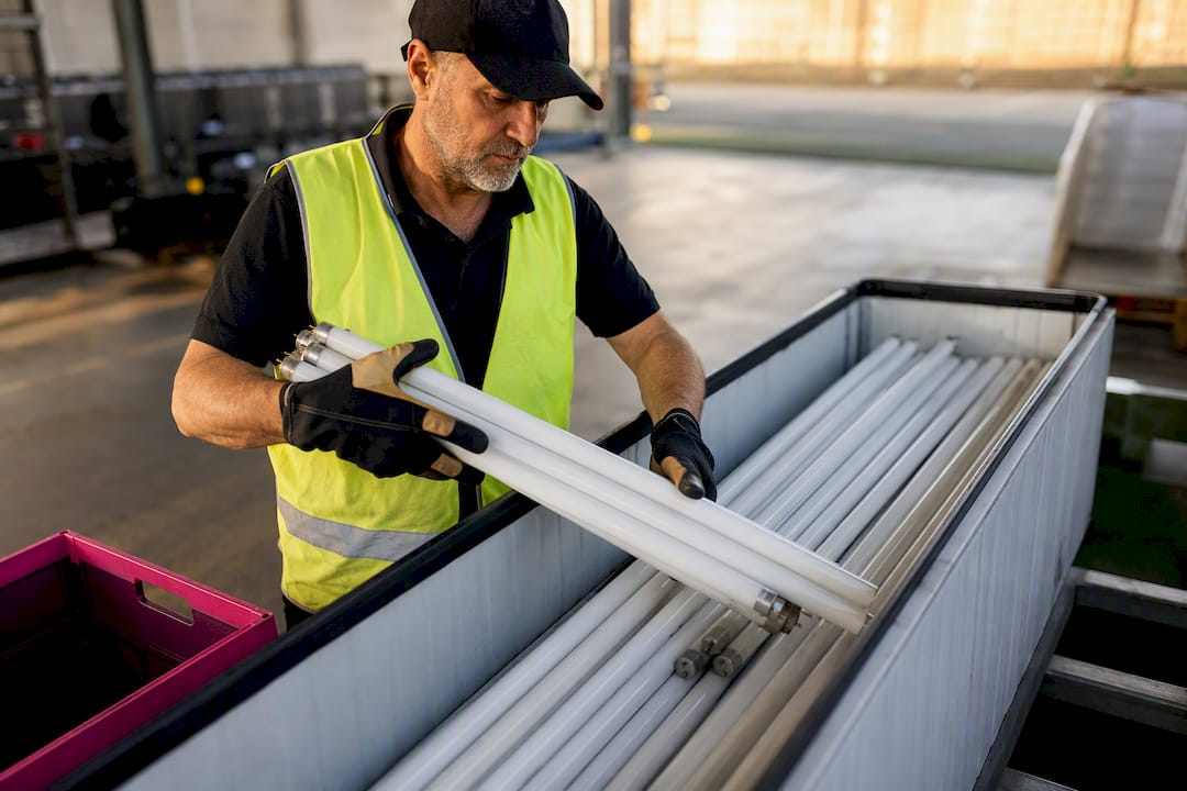 Fluorescent tubes prepared for responsible recycling