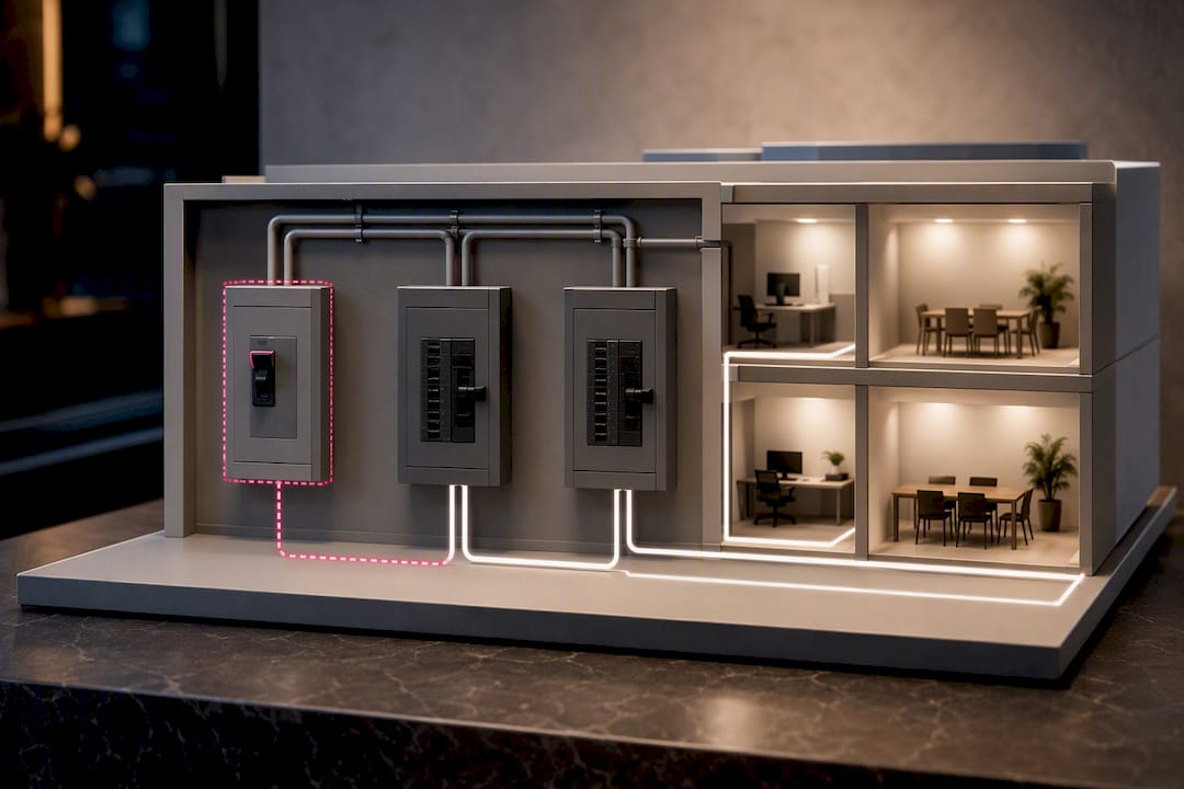 Staged power transfer between tenant distribution boards