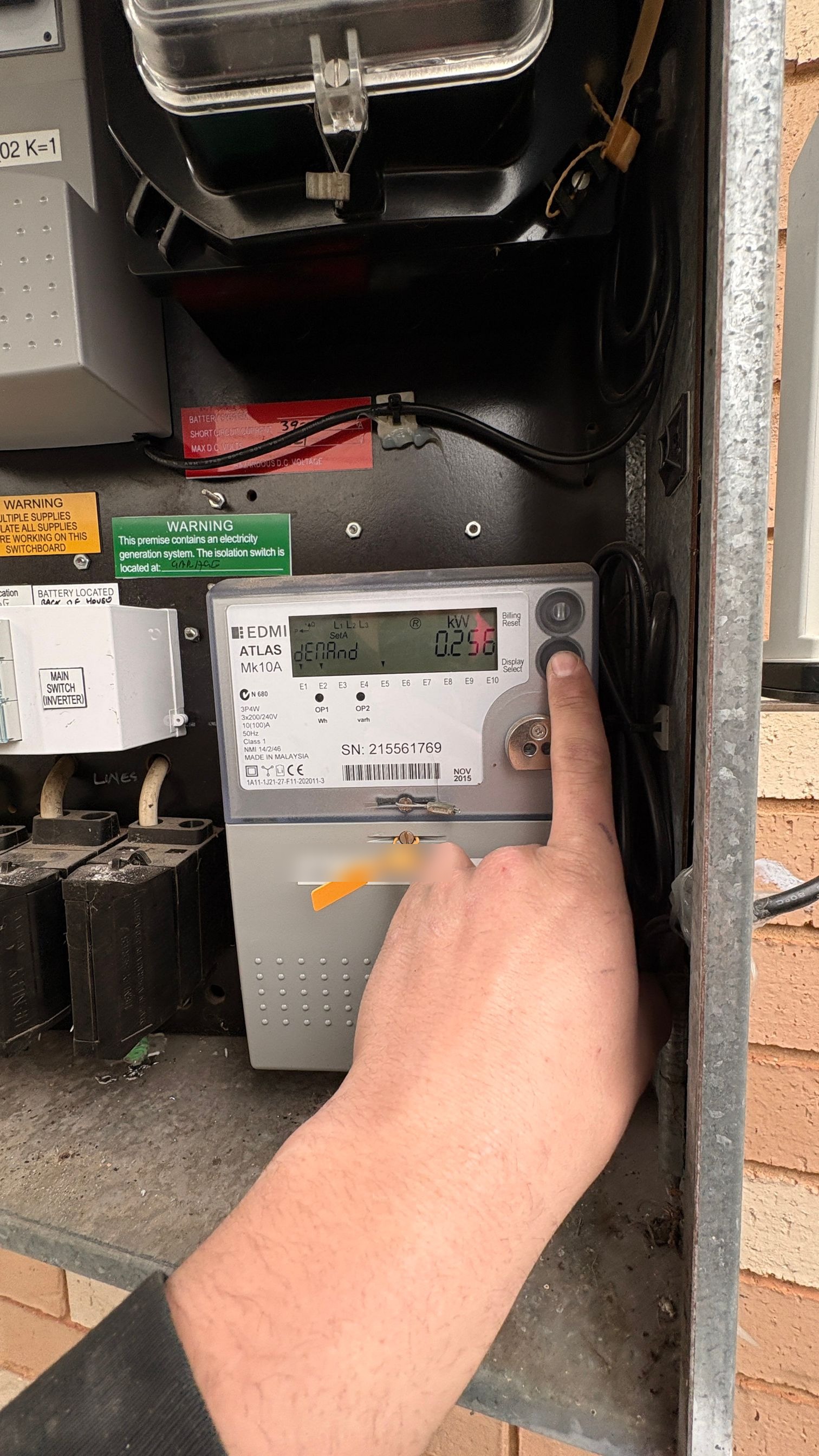 Switchboard meter assessed during a Catch Power relay and hot water timer job in Canley Vale NSW