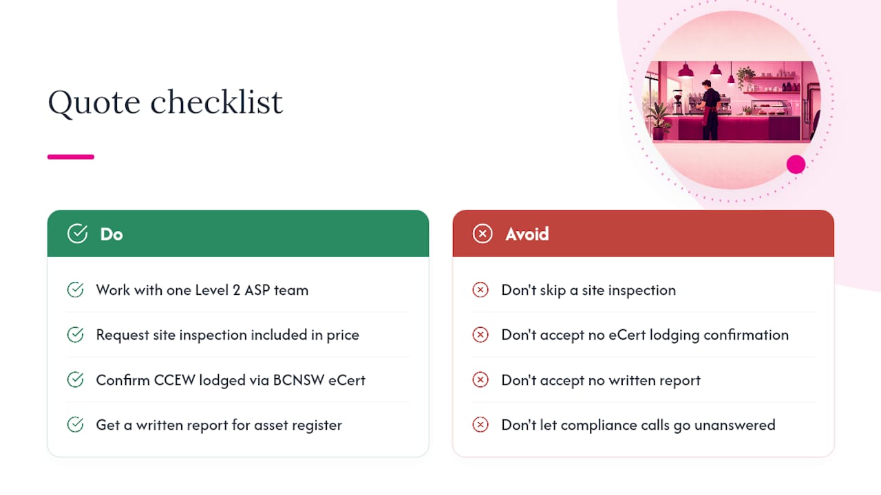 Book a compliance check with High Demand Electrical — overview diagram