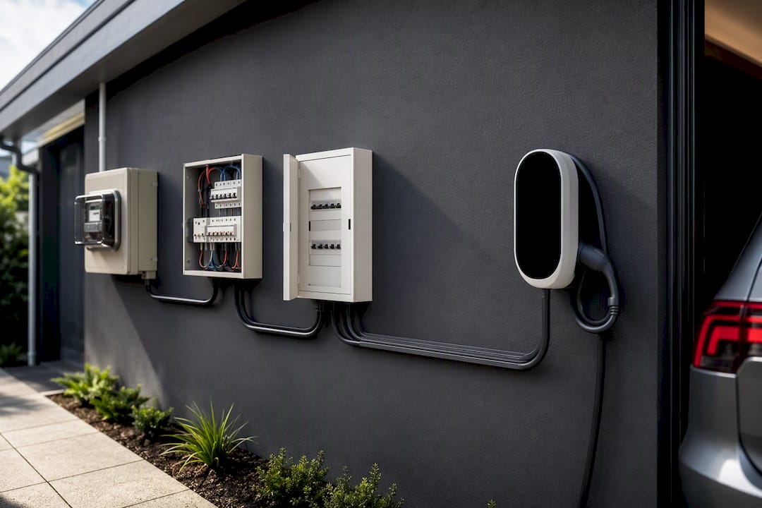 Illustrated residential charger installation sequence