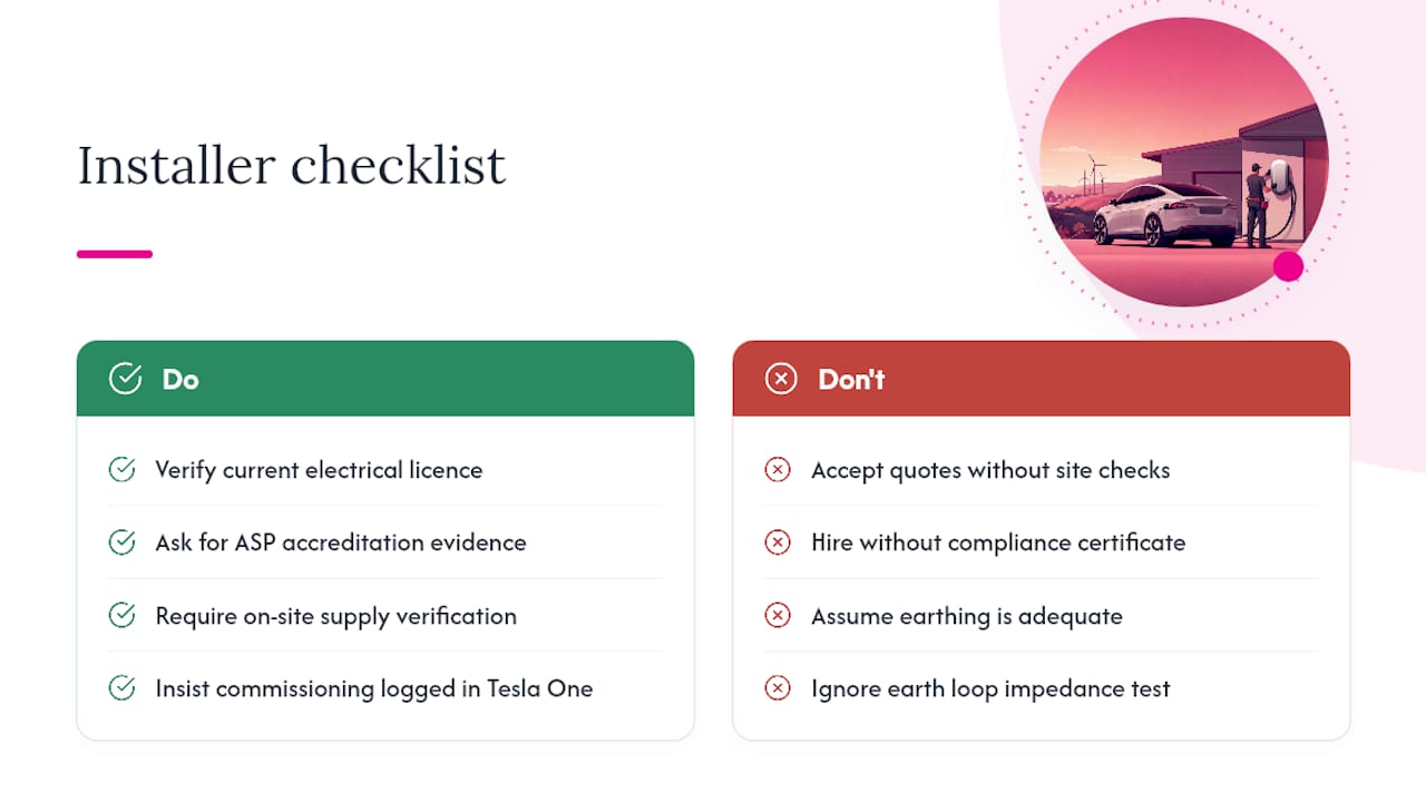 What qualifications does a Tesla Wall Connector installer need? — overview diagram