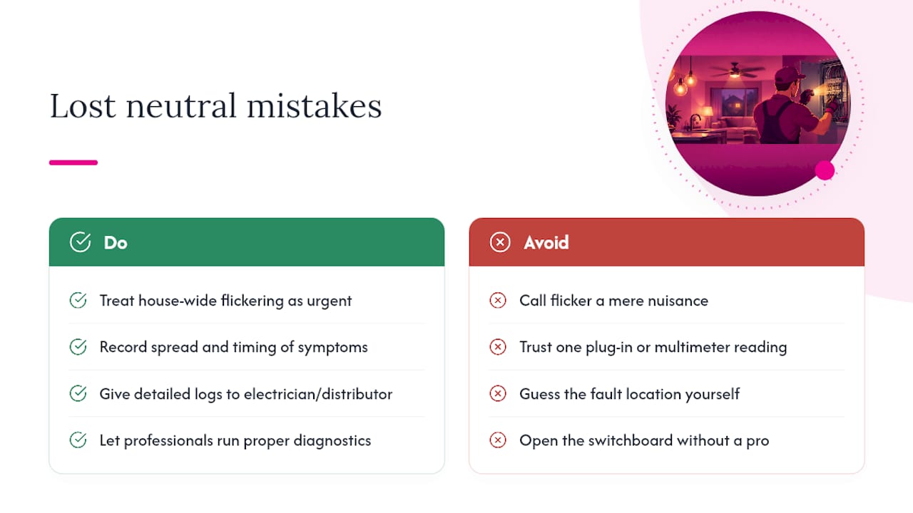 What homeowners get wrong about lost neutral symptoms — overview diagram