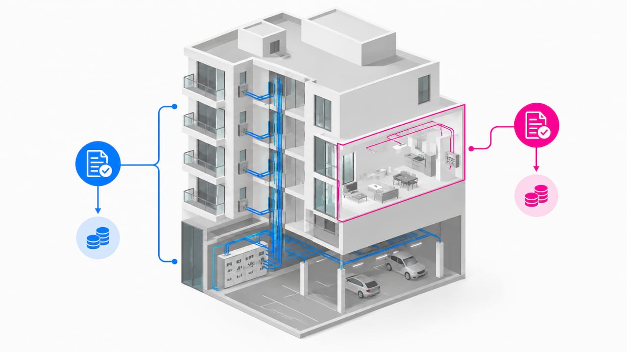 Illustration separating common property and lot wiring