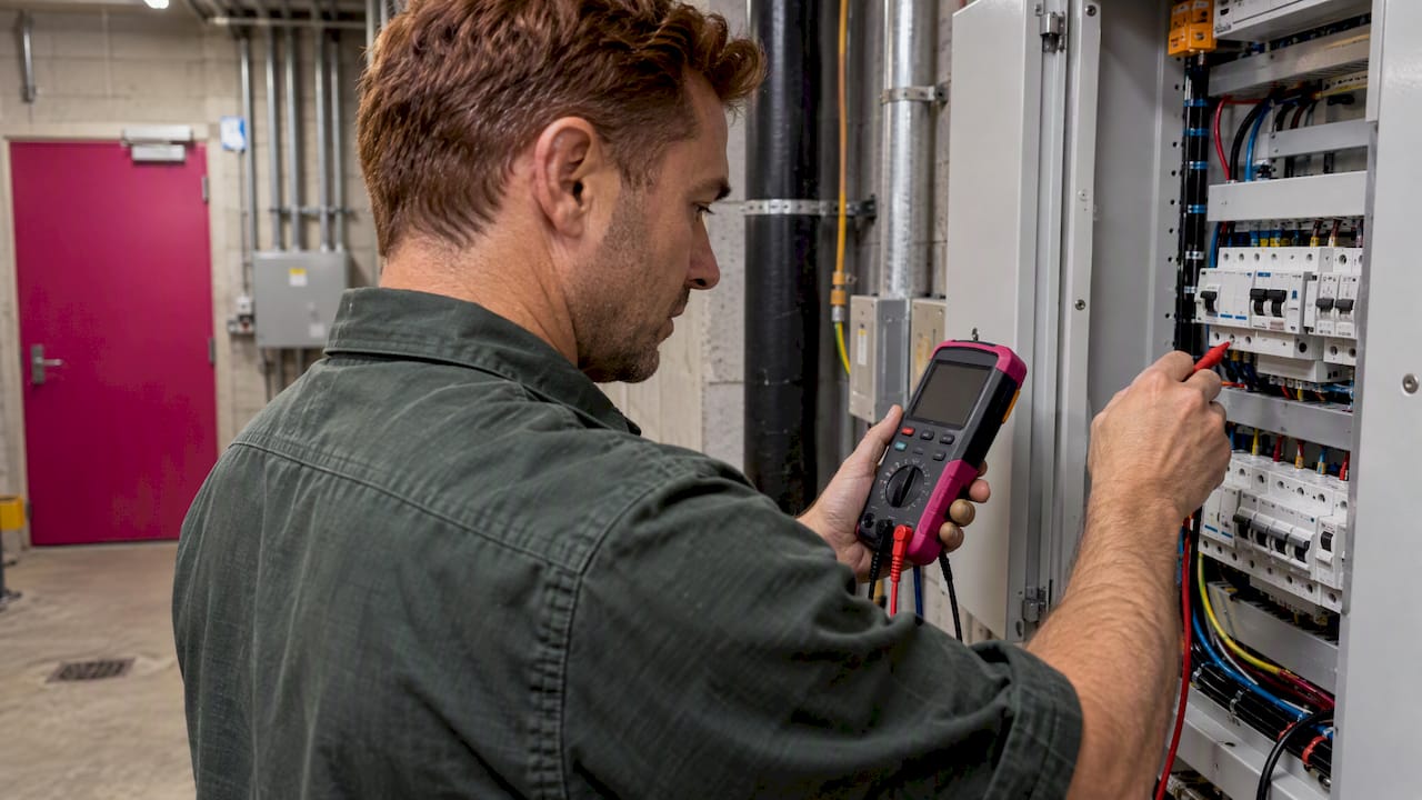 Electrician testing a commercial RCD