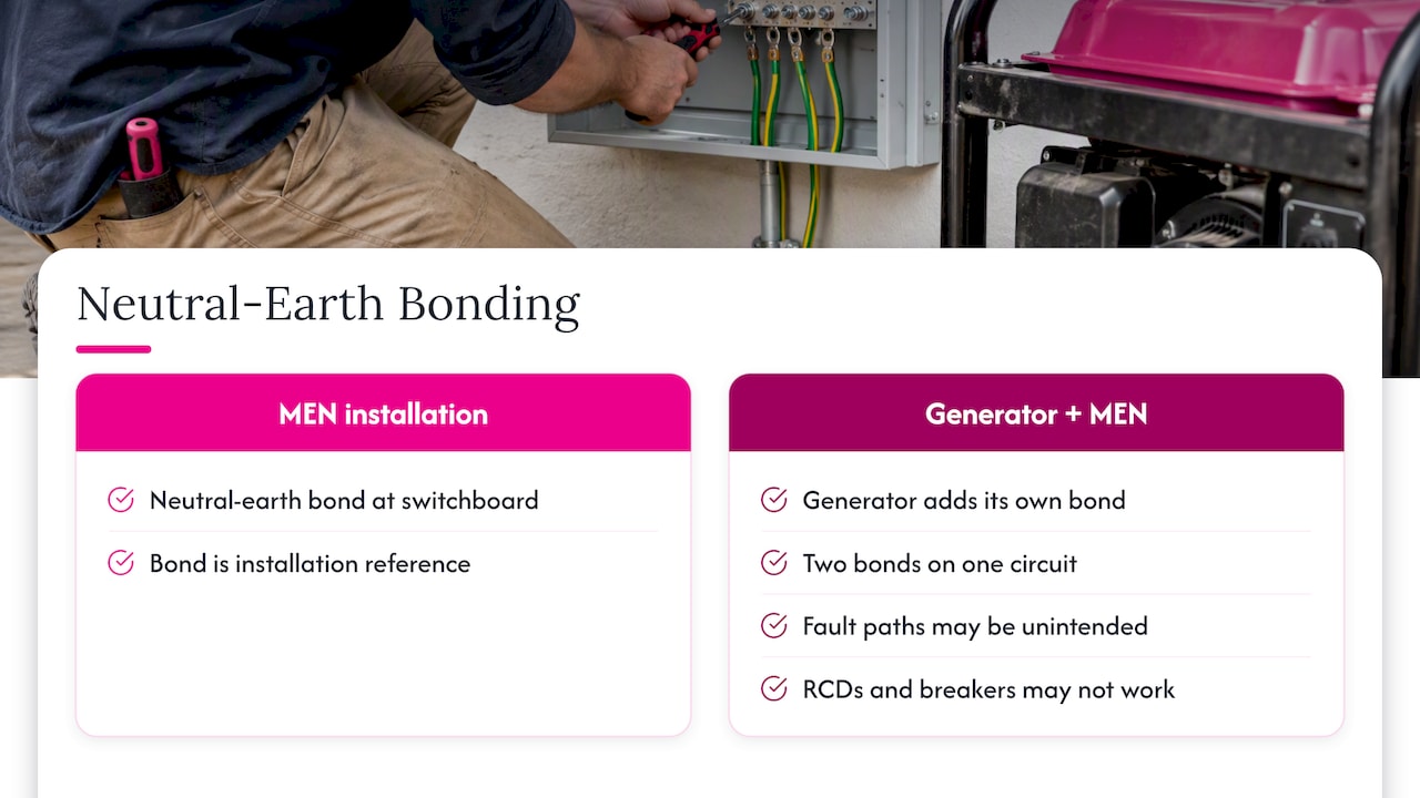 Generator bonding paths and MEN system comparison