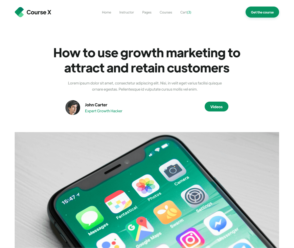 Course X - Blog Post page - Online Course Webflow Template