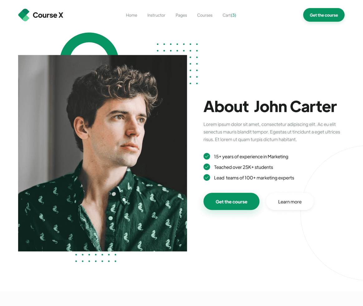 Course X - About page - Online Course Webflow Template