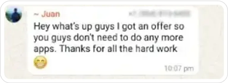 A tweet with a message written on it.