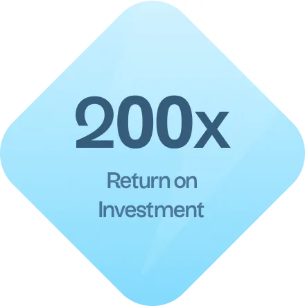 A blue sticker with the words return on investment.