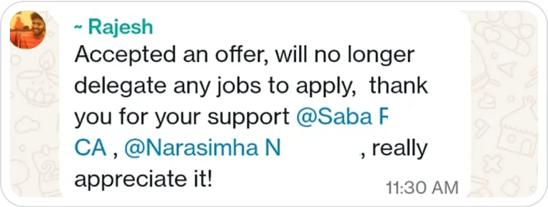 A tweet with a message from a woman.