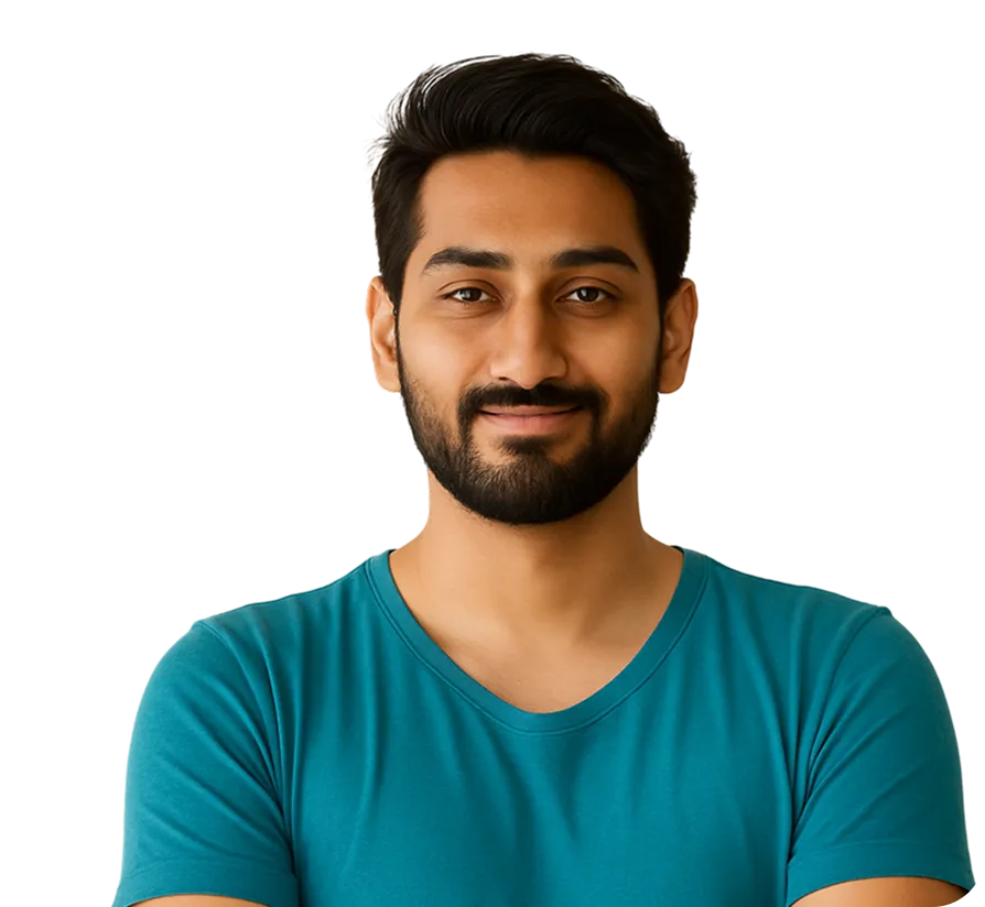 A man with a beard wearing a blue shirt.