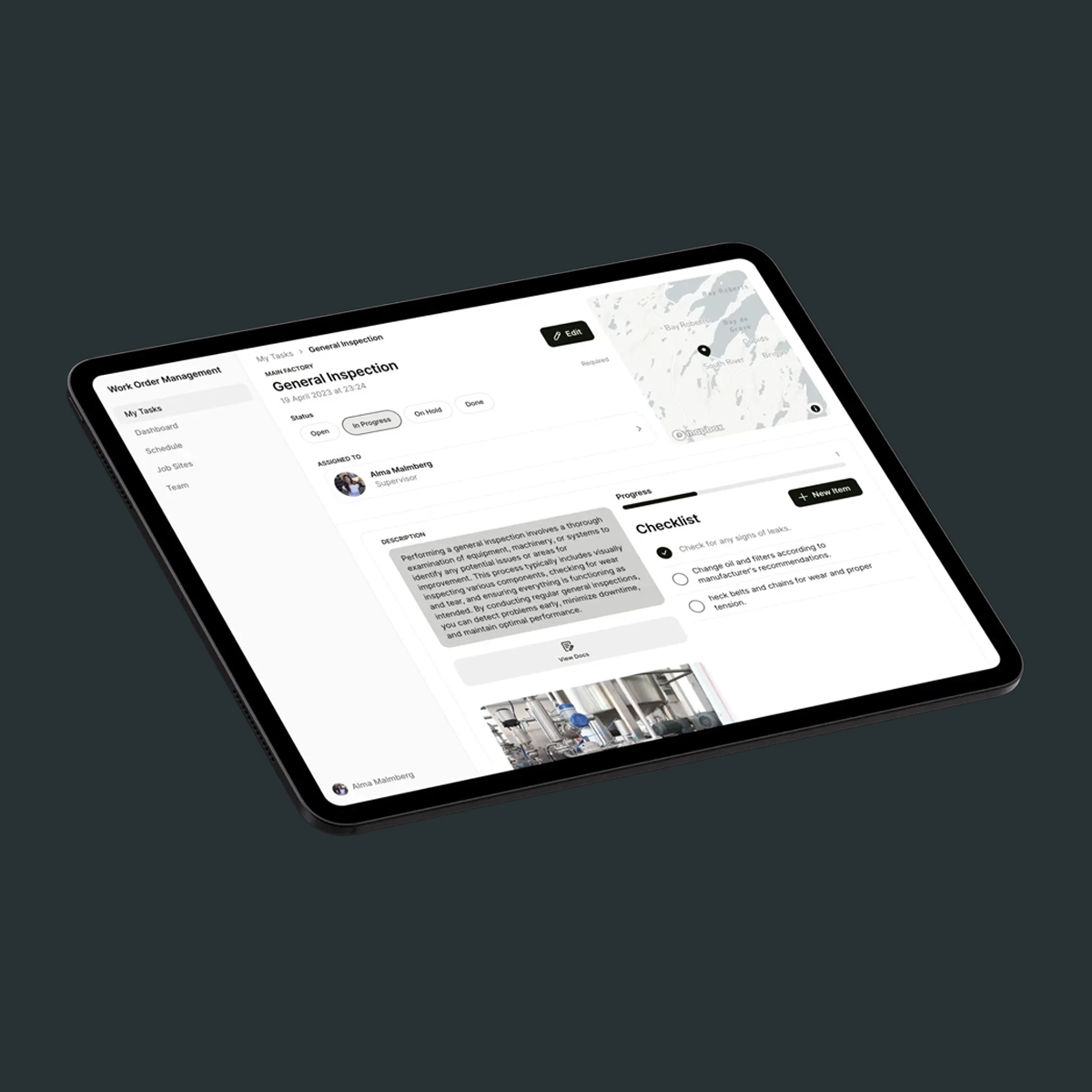 App running on tablet