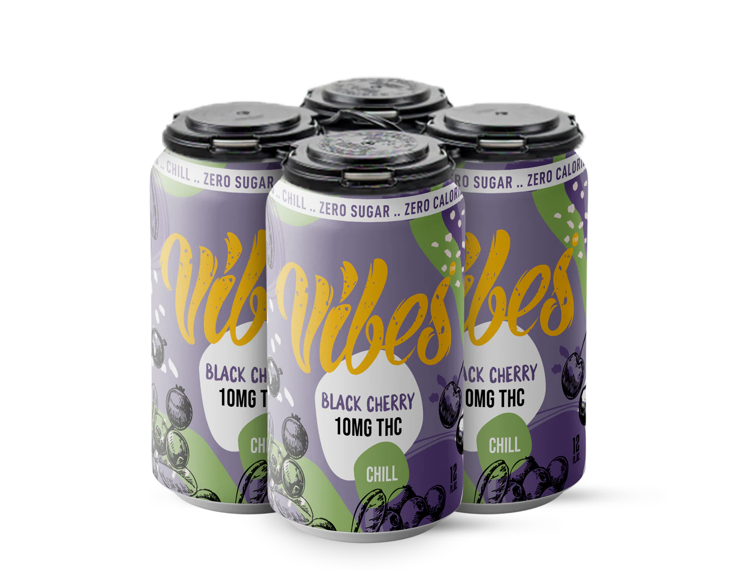 Vibes Black Cherry Chill THC Seltzer 4 Pack
