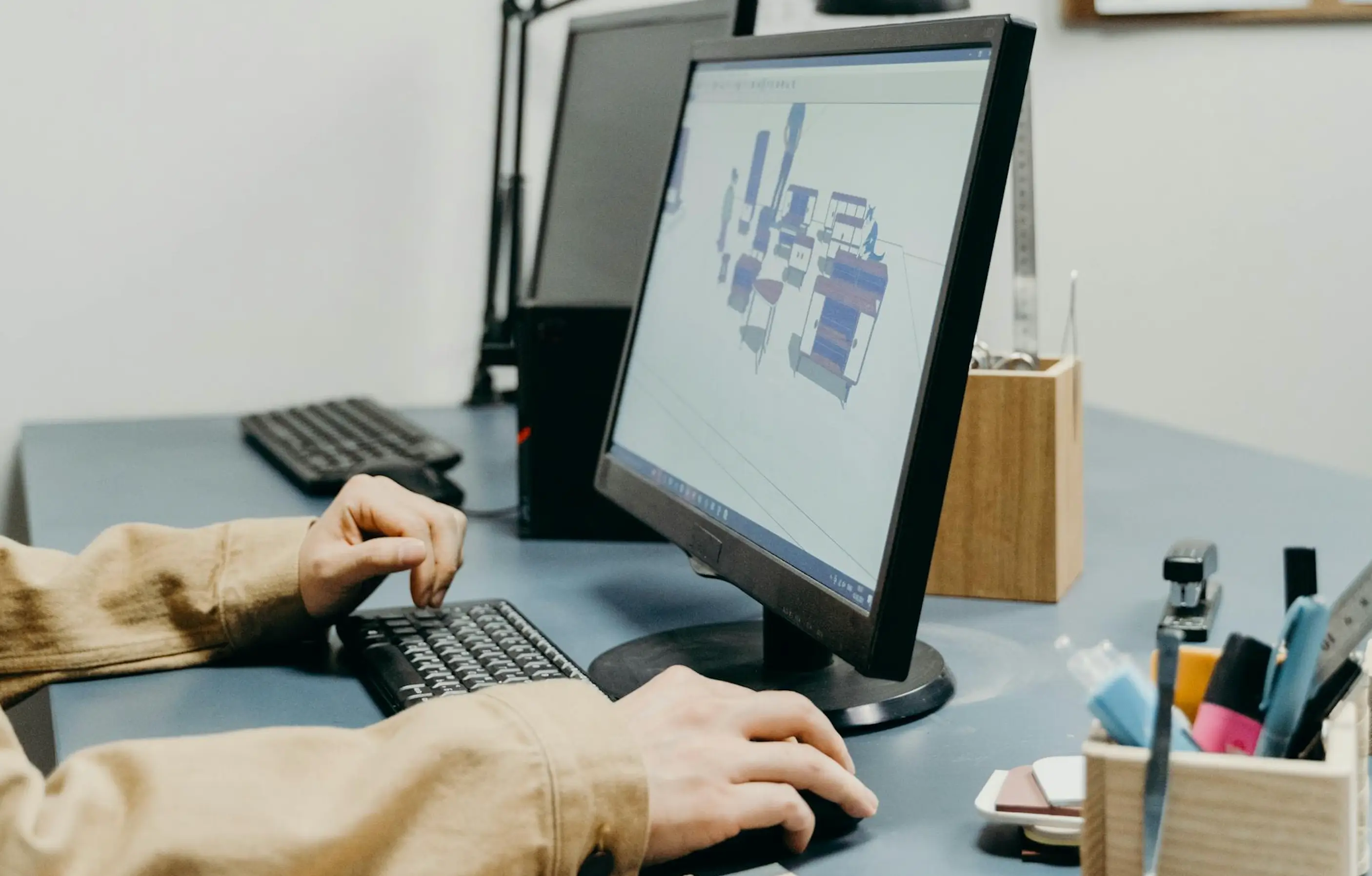 BIM libraries modeling on the monitor
