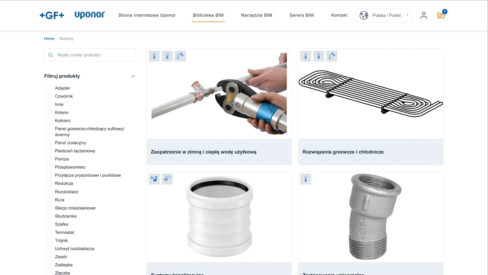 Dedykowany portal BIM stworzony przez BIMStreamer dla Georg Fischer AG – marka Uponor