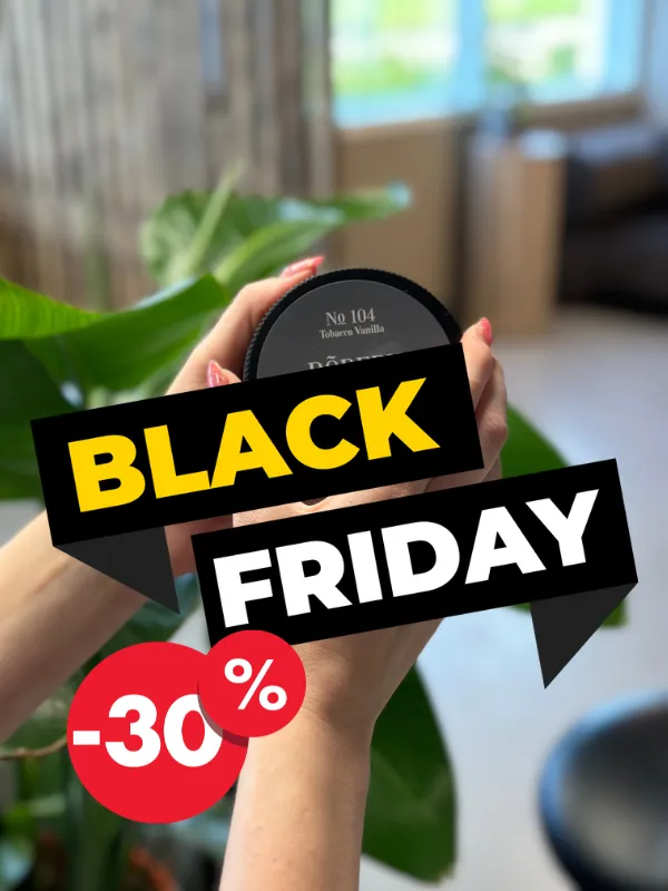 Bild på hårprodukt, med black friday rea text.