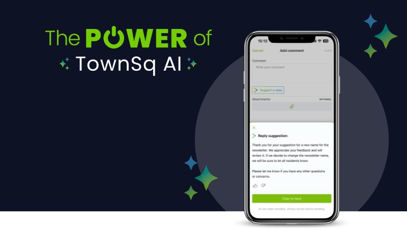 a screenshot of TownSq's Suggested Reply