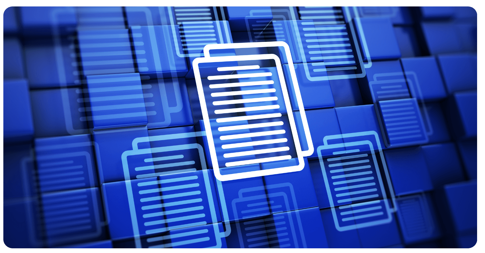 white document icon on blue document tech background