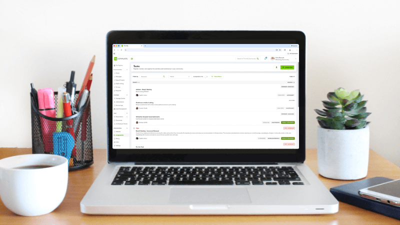 desktop with Mac showing TownSq Assignments feature