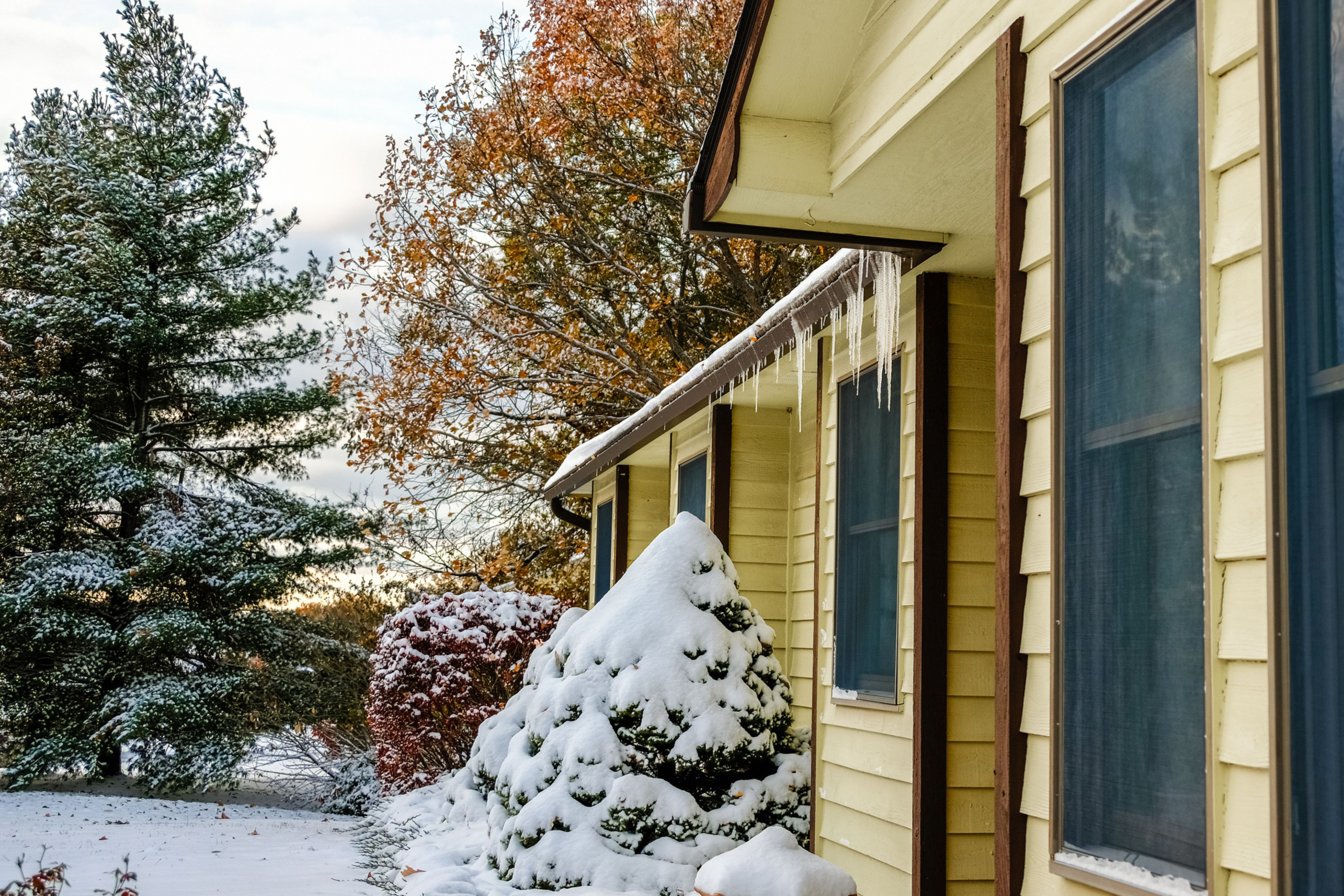 Exterior of a home that is boosting its energy efficiency for the winter.