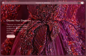 Elegant homepage design for a fashion designer showcasing collections and creative identity
