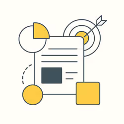 Flat design with a checklist, target, and strategic planning icons, representing the discovery and planning phase where we define your goals, audience, and vision for your website.