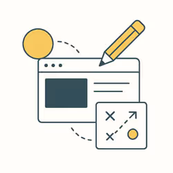 Minimalist image of website wireframes, pencil, and creative layout blocks, visualizing the initial design concepts and foundational planning for your website’s look and structure.