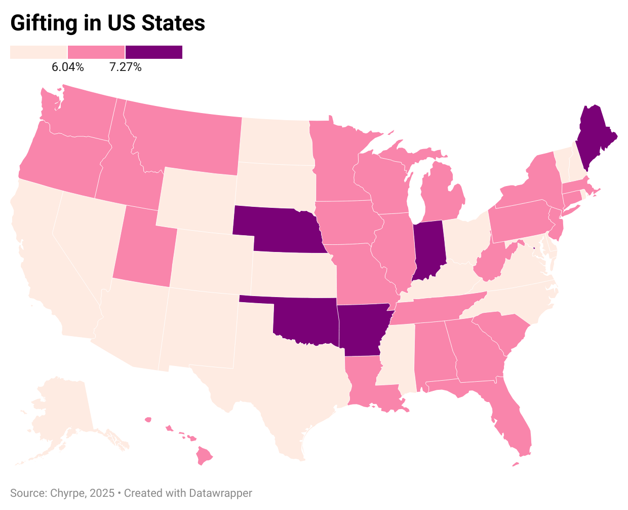 Gifting in the United States, Chyrpe Data