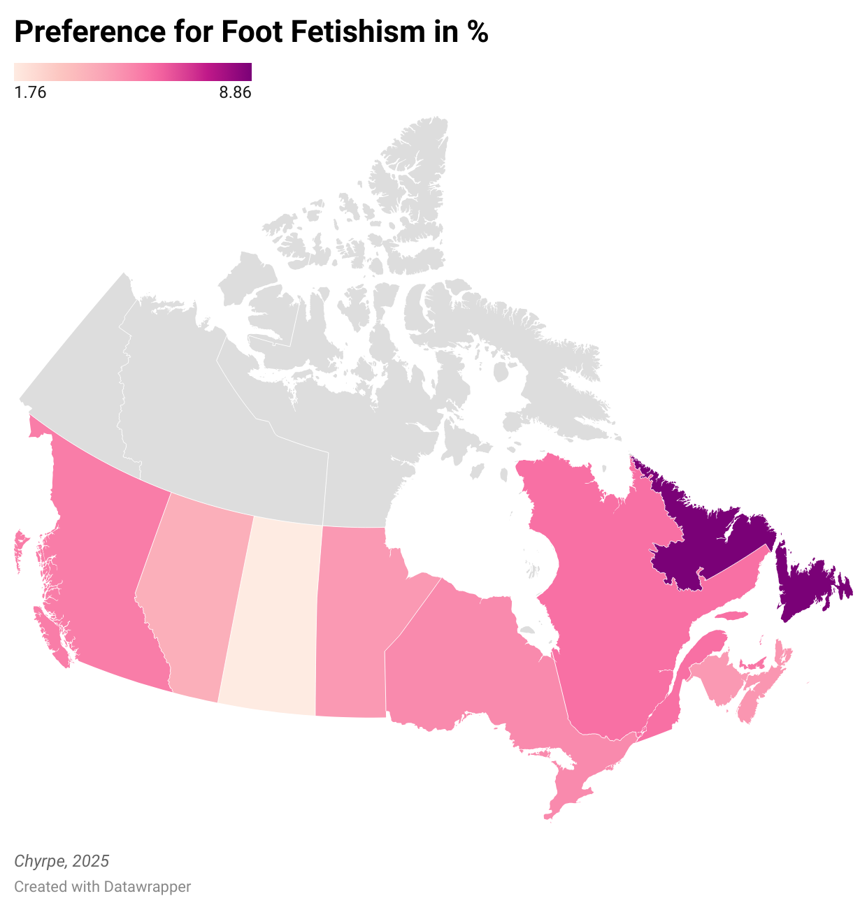 Foot Fetishism in Canada, data by Chyrpe 2025