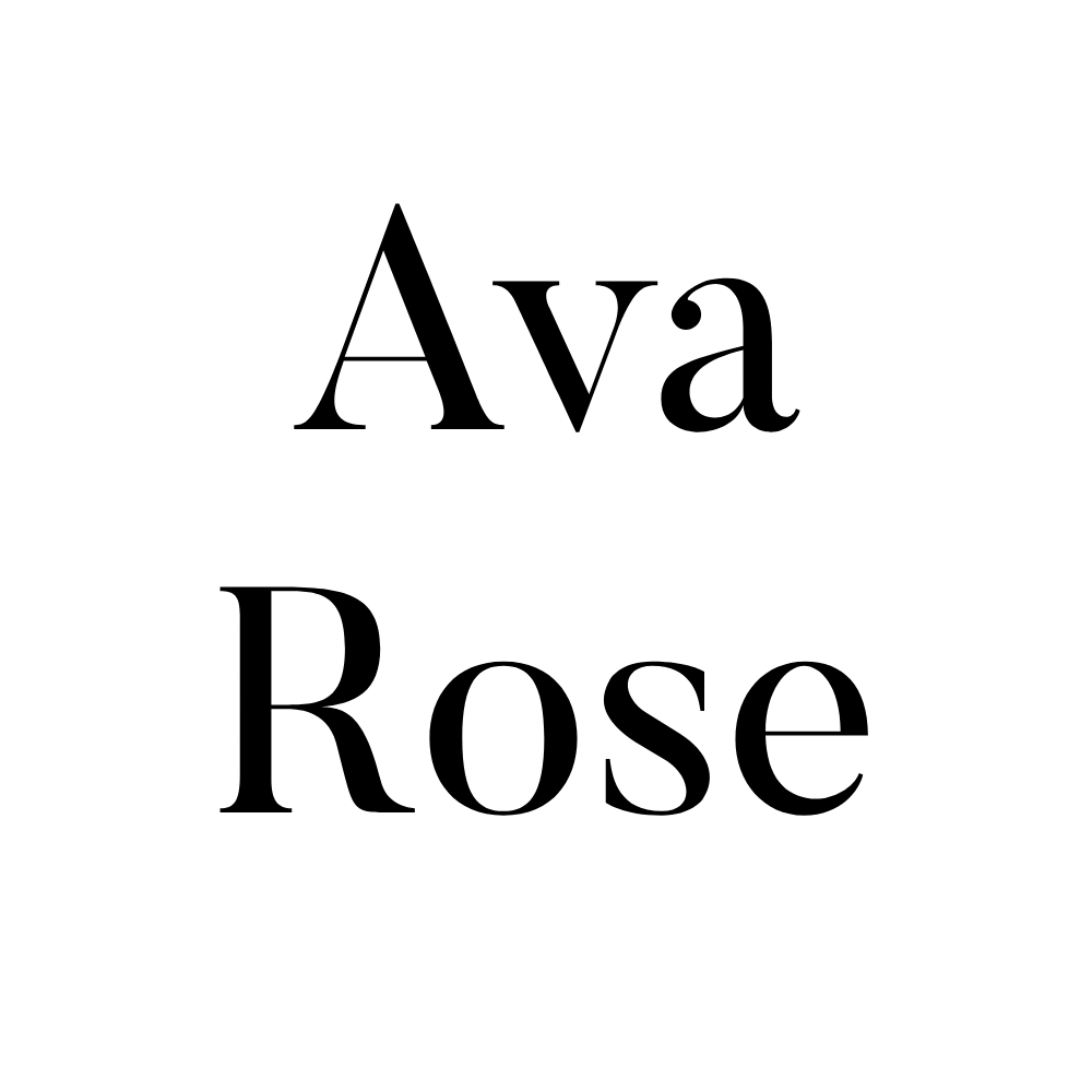 Black text reading 'Ava Rose' on a white background in a serif font.