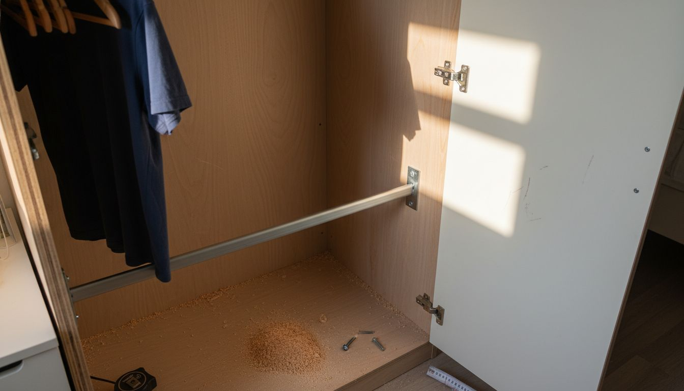 Multiplex kledingkast met zichtbare lagen aan de zijk rest