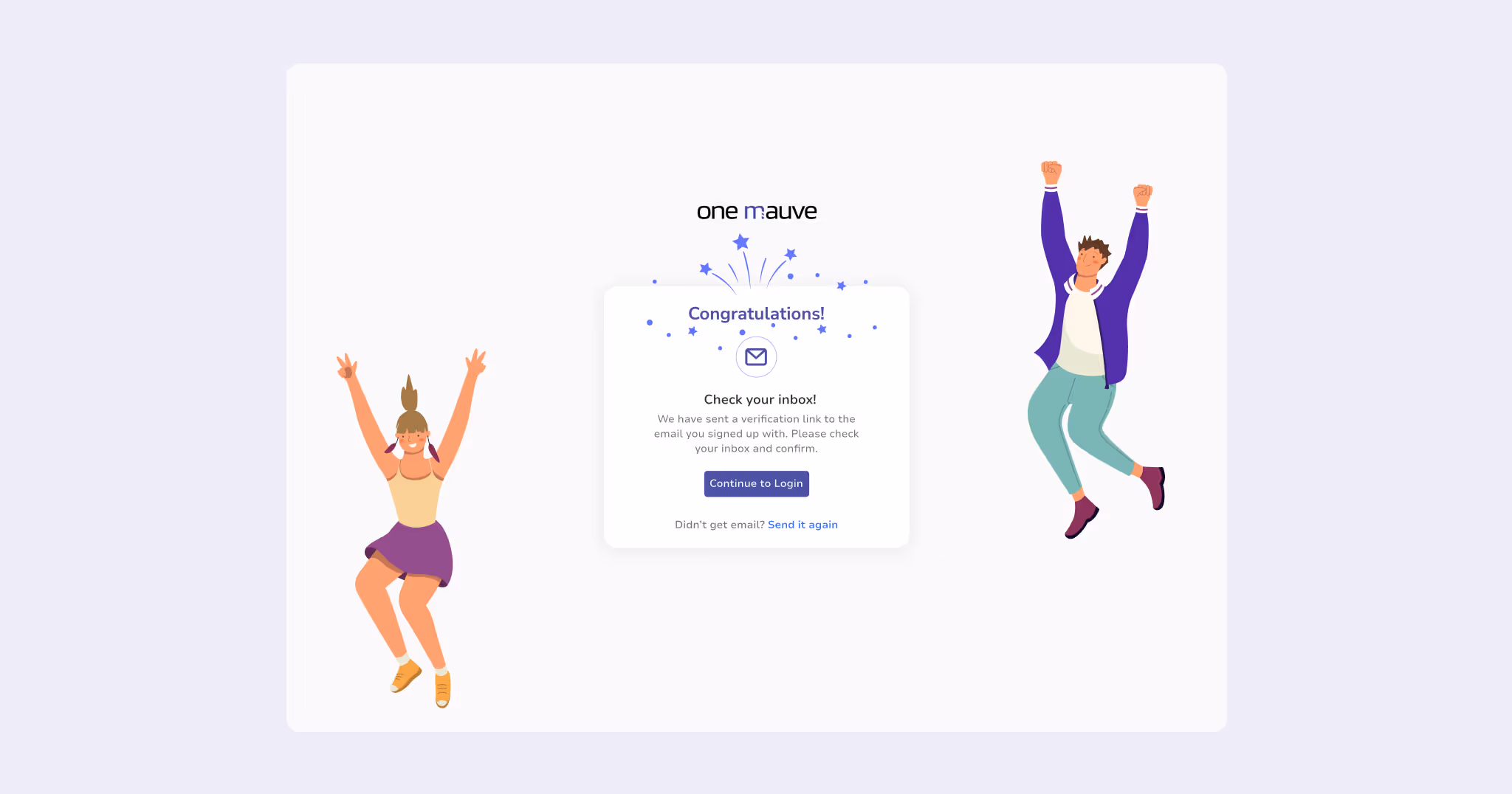 Signup verification message page