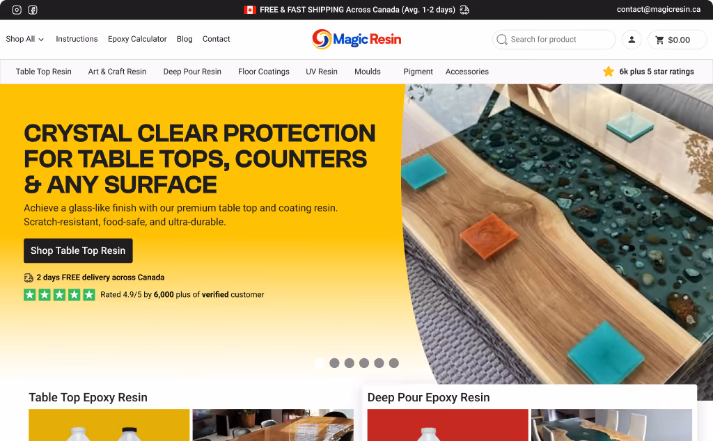 Magicresin website hero image