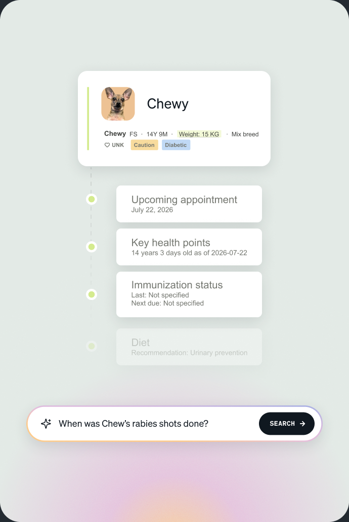 AI Patient Summary showing a patient's history and included records