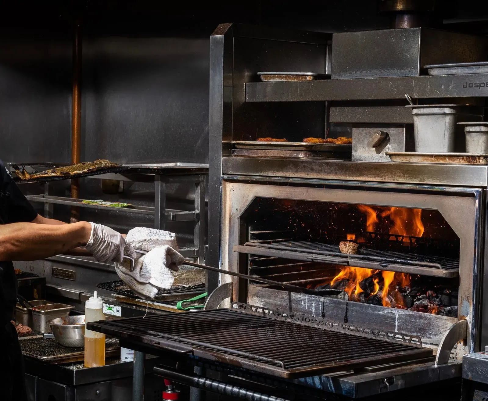 Josper oven with door open