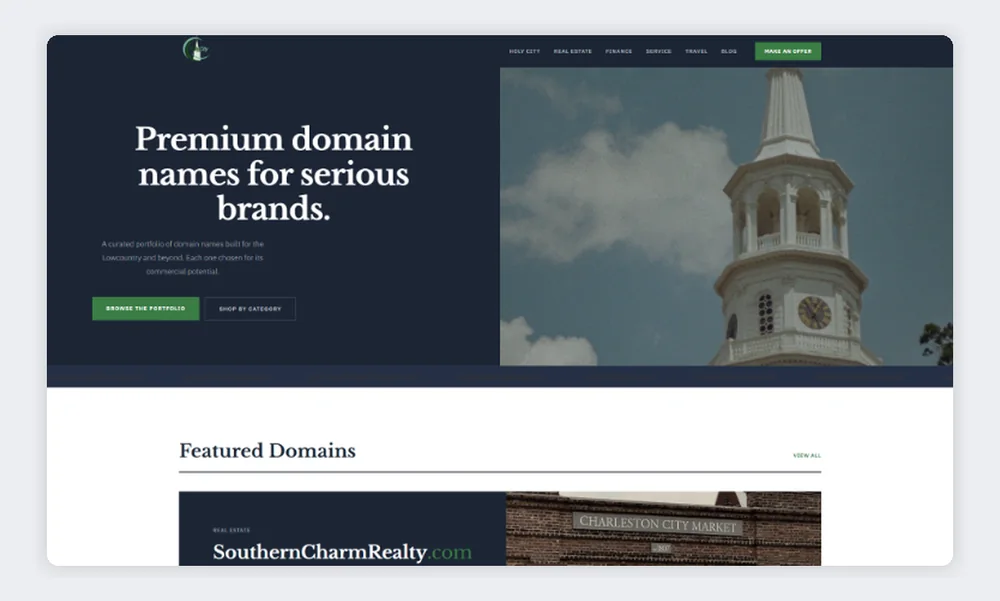 Holy City Domains website built by Lowcountry Network Consulting