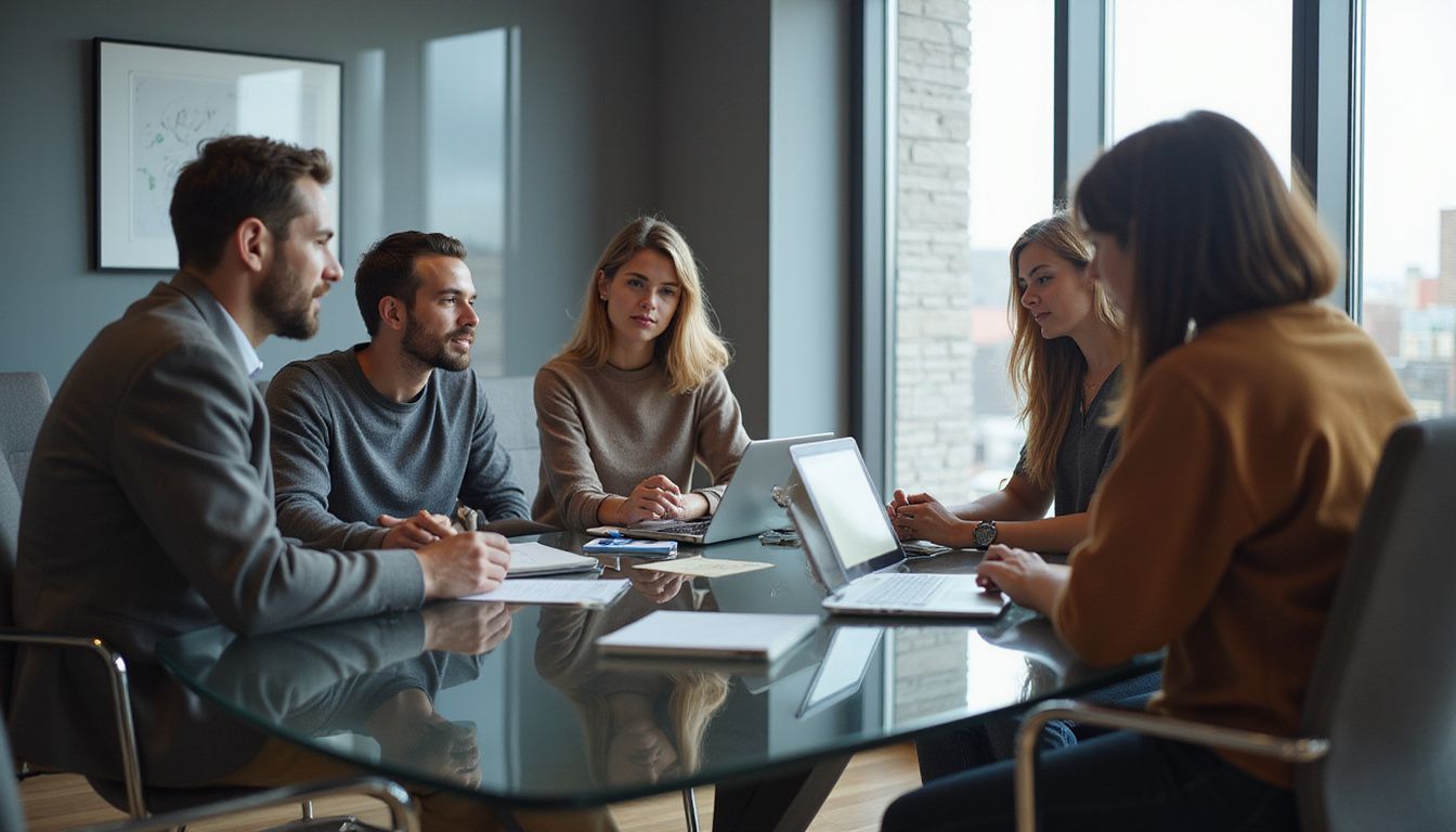 Professionals engage in a collaborative discussion about AI tools.